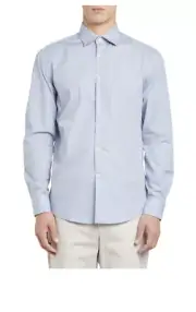 New Authentic Salvatore Ferragamo Men Gancini Papillon Sport Shirt Blue M $490