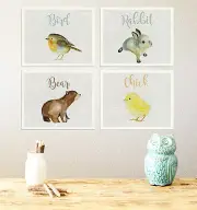 Baby animals collection, gender neutral nursery, baby animal prints, Set of 4