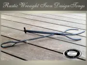 Fireplace TOOLS LOG GRABBER / TONGS Wrought Iron Style Rustic
