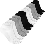 [Bencailor] 6 Pairs Women Five Toe Socks Cotton Breathable Compression Pure Color Tube Socks for Women Men Kid Athletic Running
