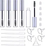 BFLCTTBD Mascara Tubes Empty For Castor Oil Empty Mascara Tube Eyelash Wand Reusable Empty Mascara Tube And Wand Transfer Funnels, Silver