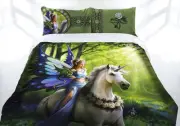 Anne Stokes REALM OF ENCHANTMENT Fairy Unicorn King Bed Quilt Doona Cover Set