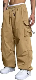 [Generic] Baggy Cargo Pants for Men Sweatpants Elastic Waist Parachute Pants 2025 Summer Hip Hop Casual Harem Trousers Pockets