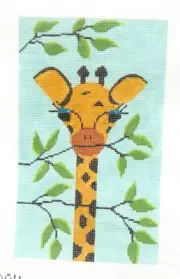Purple Palm Cute Giraffe in the Trees Handpainted Needlepoint