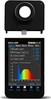 HPCS-330P Handheld Spectrometer High Precision PPFD PAR Flicker Tester with LCD Screen 350-800nm for LED Grow Lights for Home, Plant Growth Lab