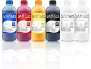 MEZOO DTF White Ink 500ml Premium DTF Ink for Film Heat Transfer Printing Compatible for DTF Printers with Printhead L1800 L805 XP15000 R1390 4720 I3200 XP600 DX7 DX5 5113(6 Pack, 2W+1B+1C+1M+1Y)