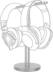 Geekria Aluminum Alloy Dual Headphones Stand for Over-Ear Headphones, Gaming Headset Holder, Desk Display Hanger with Solid Heavy Base Compatible with Beats, Bose, Sony, AKG, ATH (Gray)