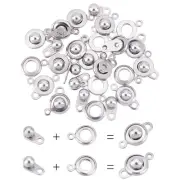 20 Sets Stainless Steel Snap Clasps 2 Styles Metal Snap Button Press Stud Cap...