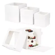 12 Pcs Cake Box, Tall Cake Boxes with Window in 3 Sizes 12x12x12 10x10x10 8x8...
