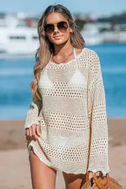 Cupshe Seaside Whispers Crocheted Cover-Up - Apricot,S