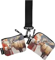 [XYMZR] Mini Zip Around Wristlet keychain Wallet Snow Christmas Santa for Women Personalized Pattern Detachable Dual Pouch Wristlet Portable Wallet Phone Coin Purse, Multi-colored, One Size