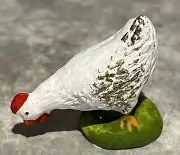 NEW White hen eating , Santon Marcel Carbonel Number 3 from France
