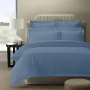Royal Comfort 1200 Thread count Damask Stripe Cotton Blend Quilt Cover Sets Queen Blue Frog