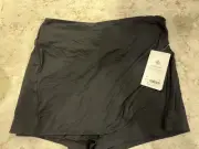 Athleta Black Jupe Short Release Activewear Pull On Wrap Skort Skirt Sz L NWT
