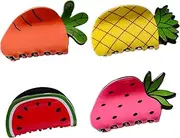 4 PACK Fruit Shape Hair Claw Clips Pineapple Carrot Watermelon Strawberry Hair Jaw Barrettes Clips Hair Accessories for Women and Girls