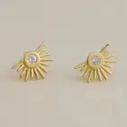 14K REAL Solid Gold Cubic Zirconia Stud Push Back Cartilage Earrings Piercing