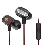 ZSE HiFi Double Dynamic Driver 3.5mm Wired Noise Isolating Heavy Bass In-ear Earphone Headphone BLACK COLOR