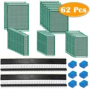 62pcs KIT Prototyping PCB Printed Circuit Board Prototype Breadboard Strip Board