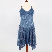 Lauren Ralph Lauren Women Blue Patchwork-Print Linen Sleeveless Dress Size 12