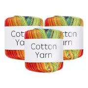 Cotton Yarn,Soft Knitting Yarn 3 Packages of 120g/4.23oz/Rainbow