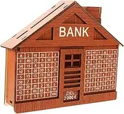 Wooden Piggy Bank with Counter Decorative Money Box for Adults Retro Savings Jar for Cash with Savings Goal for Bedroom Living Office Decor