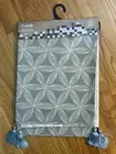Thro table runner Lt. Blue & Cream 14" x 72" with Tassels