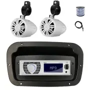 Pyle Marine Radio, Adapter,Spa Bezel, Antenna,Wire, 2x 2.25" 10W White Speakers