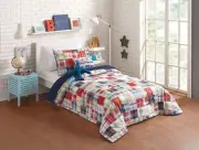 URBAN PLAYGROUND Bryce 4-Piece Plaid Twin Bed Set - Includes Reversible Comfo...