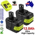 18V 12.0Ah Lithium Battery For Ryobi P108 P105 P107 RB1850 P107 Charger