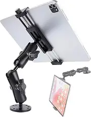 Aluminum Heavy-Duty Drill Base Tablet Holder Mount for 4.7"-15" iPad Pro,Mini,Samsung Galaxy Tab, Surface, 360°Adjustable 2-Stage Arm Car Stand for Truck Dashboard Wall Desk Commercial Vehicle