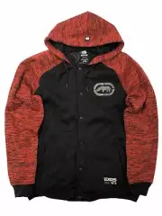 Ecko Mens Black & Red Hoodie Snap Front Jacket Small