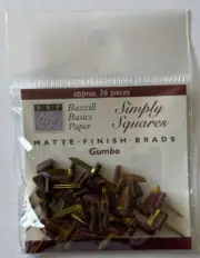 GUMBO Square Matte Finished Metal Brads(36pc)Bazzill•Christmas•Burgundy •Split