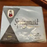 Springmaid Luxury Muslin Double Bed Size Flat Sheet Blue Cotton 81x108 Vintage