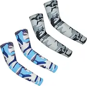 [YOCDNOV] 2 Pairs Arm Sleeves - Kids Sun Protection Arm Sleeves Cut Protection Anti-UV Ice Silk Compression Arm Warmers Suitable for Kids Boys and Girls (Black), black, 15.8 * 6.6