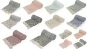 100% Cotton Herringbone Extra Large Sofa Bed Throw Rug Blanket 127 x 152 Indian
