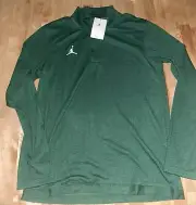 JORDAN MENS GREEN 1/4 ZIP LONG SLEEVE TRAINING PULLOVER SIZE MEDIUM