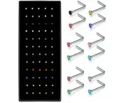 60pcs Nose Stud Crystal MIXED COLOURS Bulk Bone Straight Stud Bar Piercing