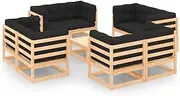 Patio Furniture Sets 9 Piece Garden Lounge Set with Cushions Solid Pinewood