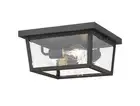Beacon 3-Light Outdoor Flush Ceiling Mount Fixture Ceiling Light In Black