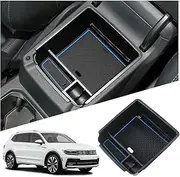Ruiya For VW Tiguan 2 MK2 2017-2023 Centre Console Storage Box, Tiguan Armrest Organiser Tray Centre Armrest Glove Box Centre Armrest Organiser Tiguan 2 Accessories Centre Console Storage Compartment