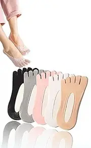[Generic] Honwor Women's Orthopedic Compression Toe Socks - 5 Pairs, Bunion Relief, Gel Tab for Swelling, Soft Breathable Split Toe Yoga Socks