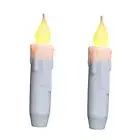Flickering Taper Candles LED Drip Flameless Candles, 4.75 Inch 2 PCS White