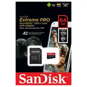 SanDisk Extreme Pro 64GB Micro SD Card SDXC UHS-I Action Camera GoPro Memory Card 4K U3 170Mb/s A2