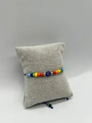 Blue Evil Eyes Bead Bohemia Rainbow Adjustable Bracelet Silver Plated Pack of 12