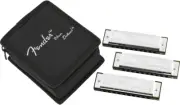 Blues Deluxe Harmonica Pack of 3 with Case (Keys C,G,A) Colour:Chrome...