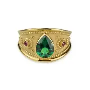 Green Emerald Pear Cut Byzantine Ring, Multi Color Gemstone Ring, Women Gift