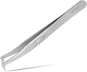 Volume Eyelash Extension Tweezer - FEITA Professional Angled Curved Pointed L-Shaped Precision Tweezers for 3D 4D 6D Lashes Extension - Silver