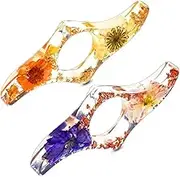2 PCS Dried Flower Resin Book Page Holder, Amaezorx Thumb Book Page Holder, Handmade Cute Bookmark Page Holder Reading Accessories for Valentines Day Gifts Book Lovers Gifts