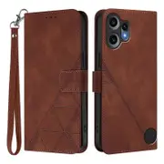 Compatible For Nothing CMF Phone 2 Pro Leather Case with Hand Strap Wallet Stand Phone Cover Brown