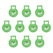10pcs Plastic Cord Lock Single Hole Toggle Stopper Round Ball Shaped, Green